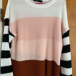 Zesica Women's Striped Color Block Sweater